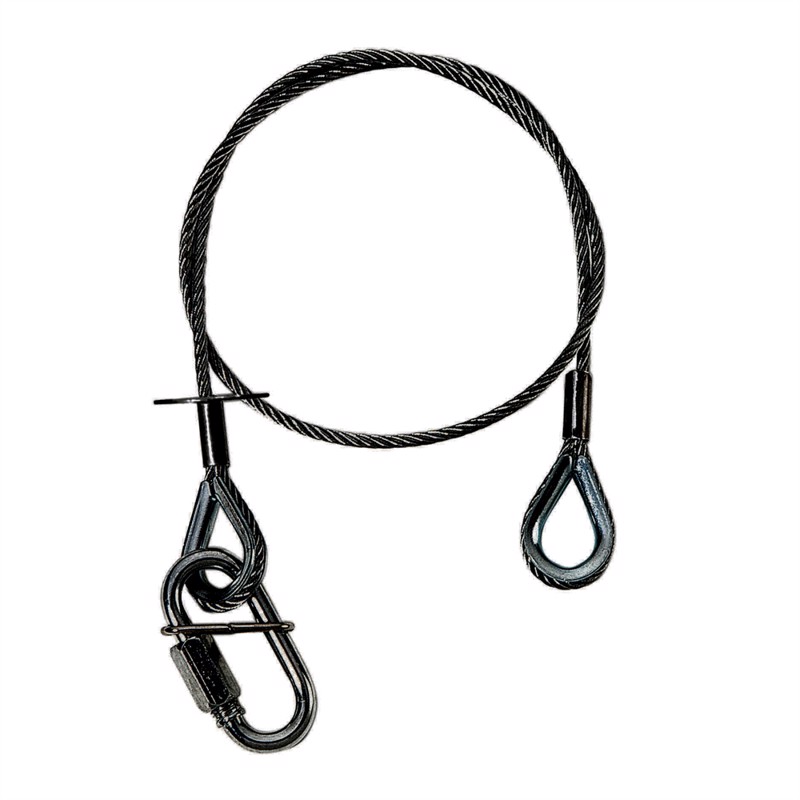Adam Hall Accessories S 37062 P - Safety rope 3 mm, 0,6m , with cable eyes, up to 5 kg, black