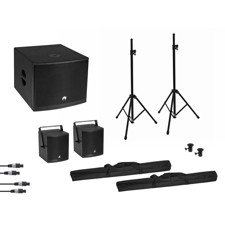 OMNITRONIC Set MOLLY 2.1 Active System Sub + 2x Top + Accessories, black