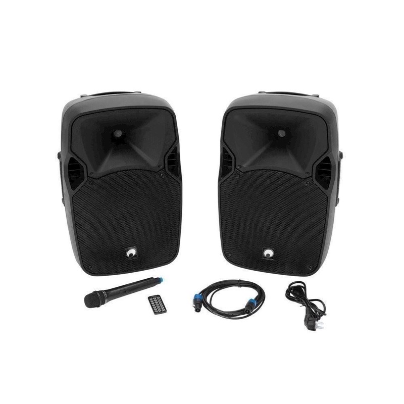 OMNITRONIC XFM-212AP Active 2-Way Speaker Set with Wireless Micr