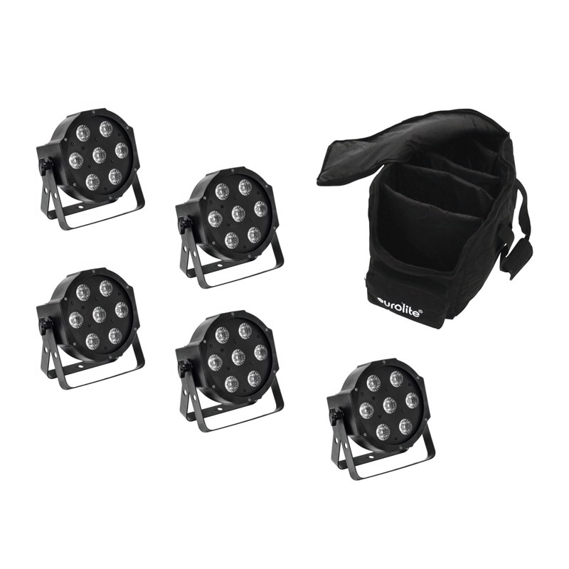 Eurolite sæt: 5x LED SLS-7 HCL Spot + Soft Bag