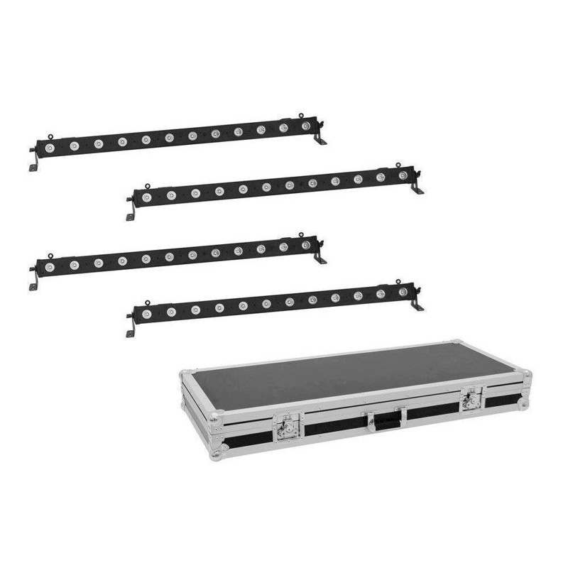 Eurolite sæt: 4 x LED BAR-12 QCL RGBW Bar + Case