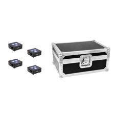 Eurolite sæt: 4 x AKKU Flat Light 3 bk + Case