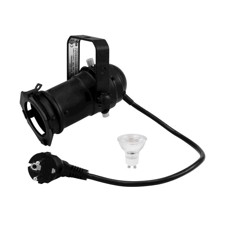 Sort PAR 16 Spot. GU10. 230 Volt + 7 Watt varm hvid LED pære