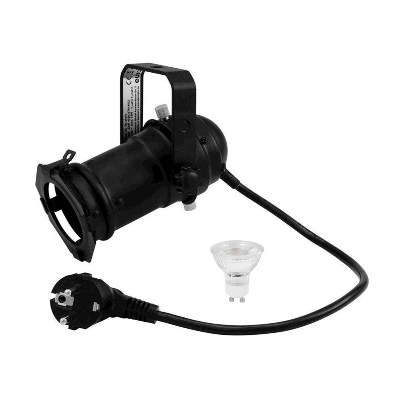 Sort PAR 16 Spot. GU10. 230 Volt + 7 Watt kold hvid LED pære