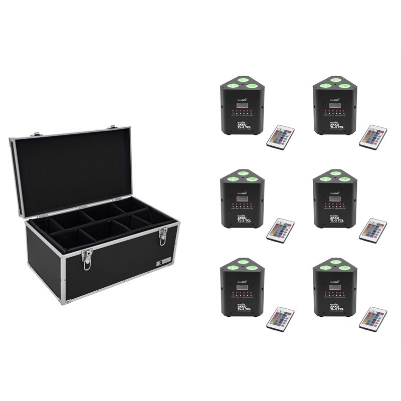 Eurolite sæt: 6x AKKU TL-3 TCL Trusslight QuickDMX + Case TDV-1
