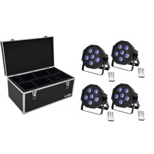 Eurolite sæt: 4 x LED SLS-603 TCL UV Floor + Case TDV-1