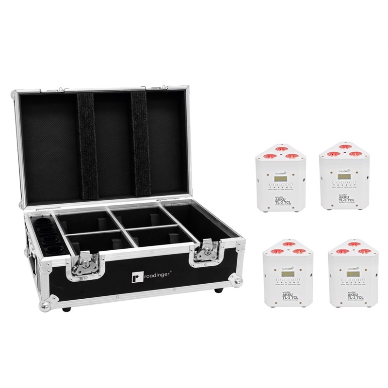 Eurolite sæt: 4 x AKKU TL-3 TCL white + Case with charging function