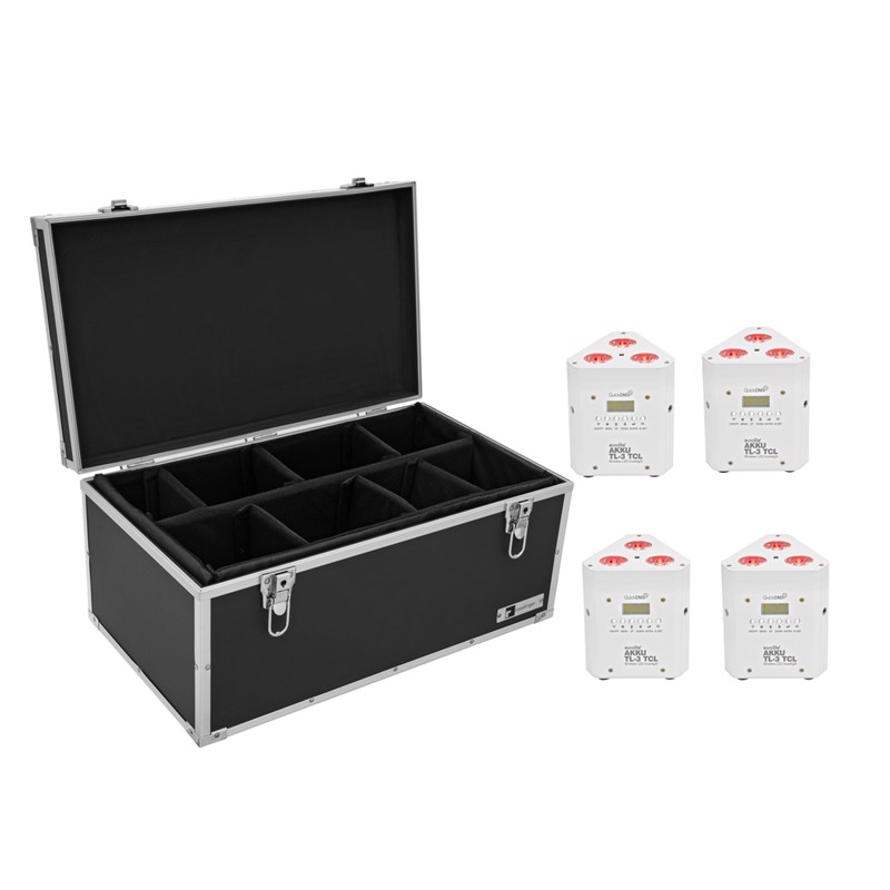 Eurolite sæt: 4 x AKKU TL-3 TCL white + Case TDV-1