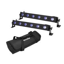 Eurolite sæt: 2 x LED BAR-6 QCL RGB+UV Bar + Soft-Bag