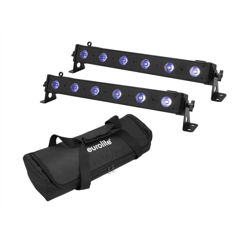 Eurolite sæt: 2 x LED BAR-6 QCL RGB+UV Bar + Soft-Bag