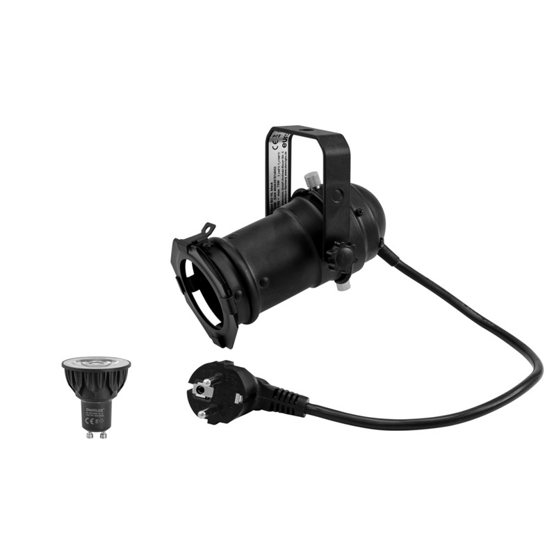 Sort PAR 16 Spot. GU10. 230 Volt + 5 Watt dim2warm LED pære