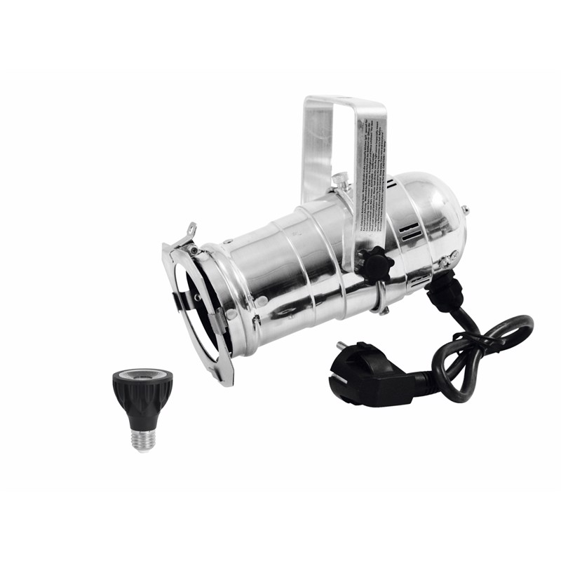 Eurolite sæt: PAR-20 Spot sil + PAR-20 230V COB 6W E-27 LED 1800-3000K dim2warm