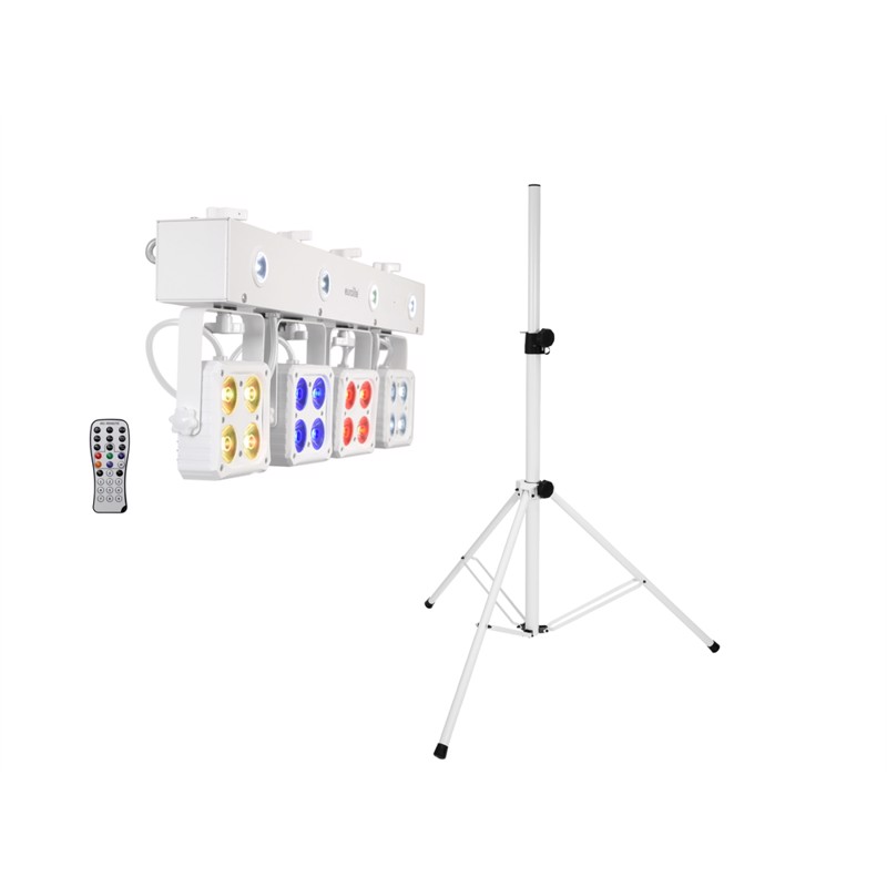 Eurolite sæt: LED KLS-180 white + BS-2 EU Loudspeakerstand white