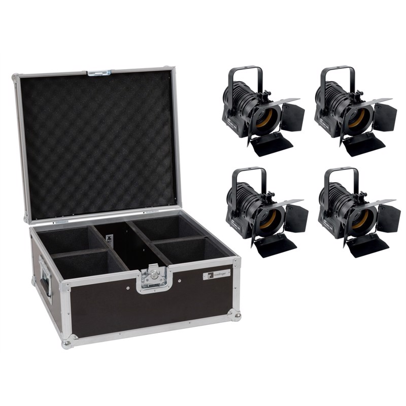 Eurolite sæt: 4 x LED THA-20PC TRC Theater-Spot bk + Case