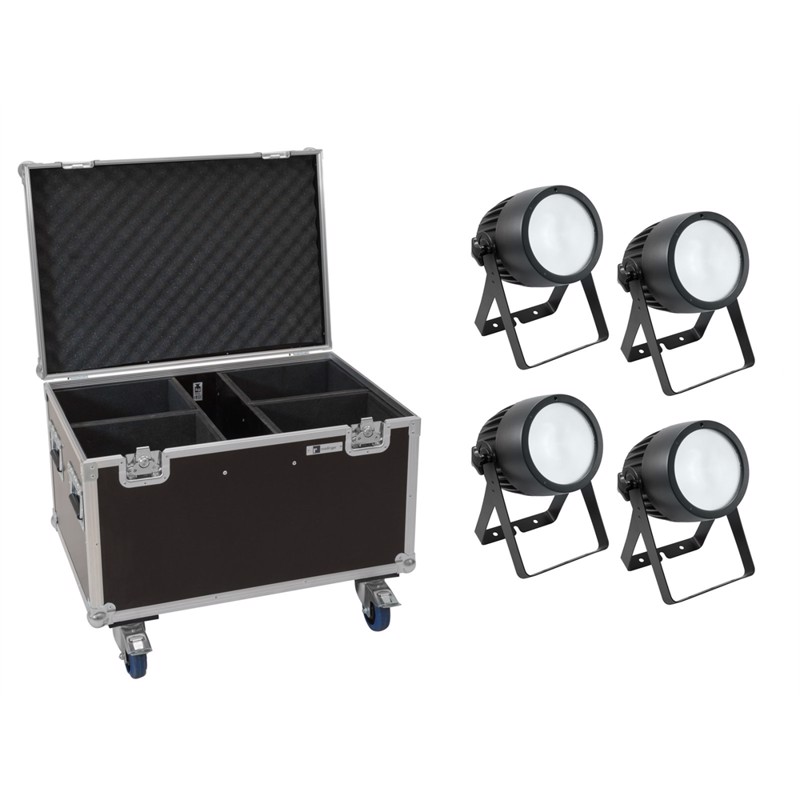 Eurolite sæt: 4 x LED Theatre COB 200 WW/CW + Case with wheels