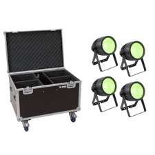 Eurolite sæt: 4 x LED Theatre COB 200 RGB+WW + Case with wheels