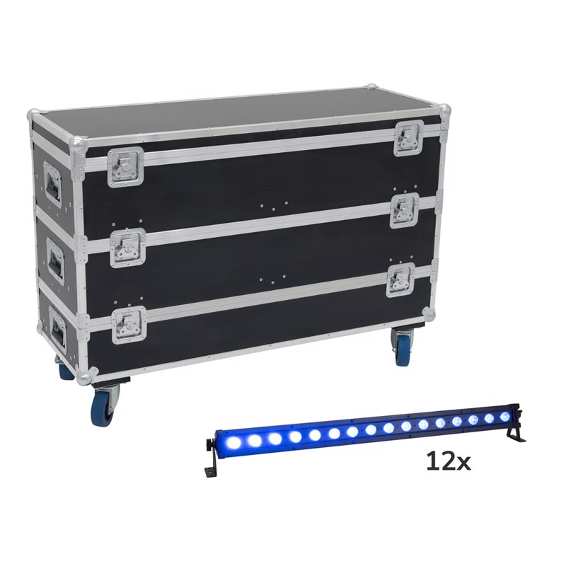 Eurolite sæt: 12x LED IP T-Bar 16 QCL Bar + Case with wheels