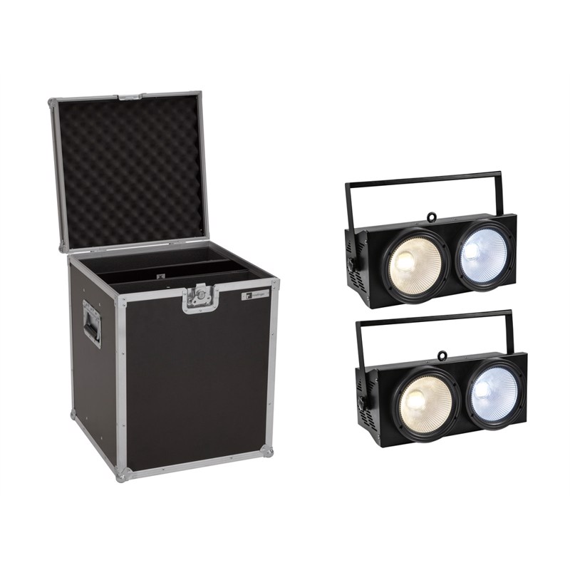 Eurolite sæt: 2 x Audience Blinder 2x100W LED COB CW/WW + Case