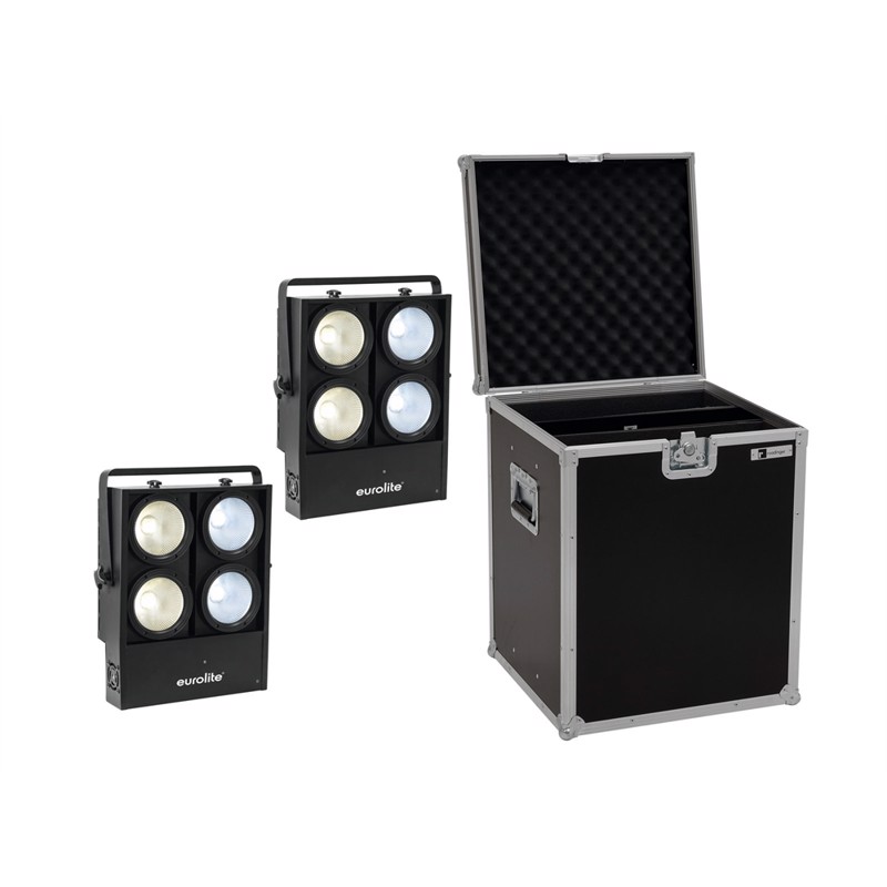 Eurolite sæt: 2 x Audience Blinder 4x100W LED COB CW/WW + Case