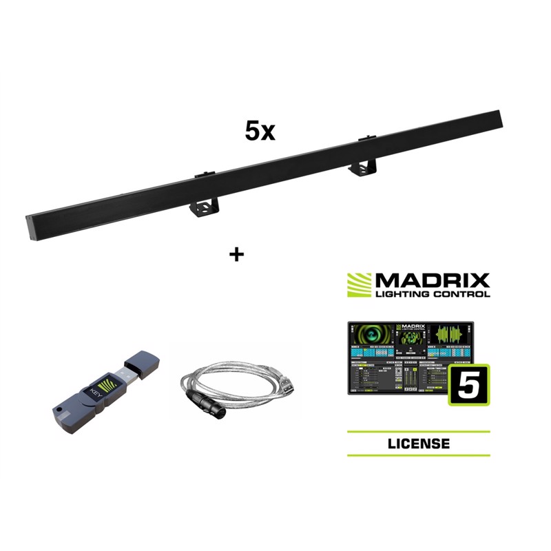 Eurolite sæt: 5x LED PR-100/32 Pixel DMX Rail bk + Madrix Software