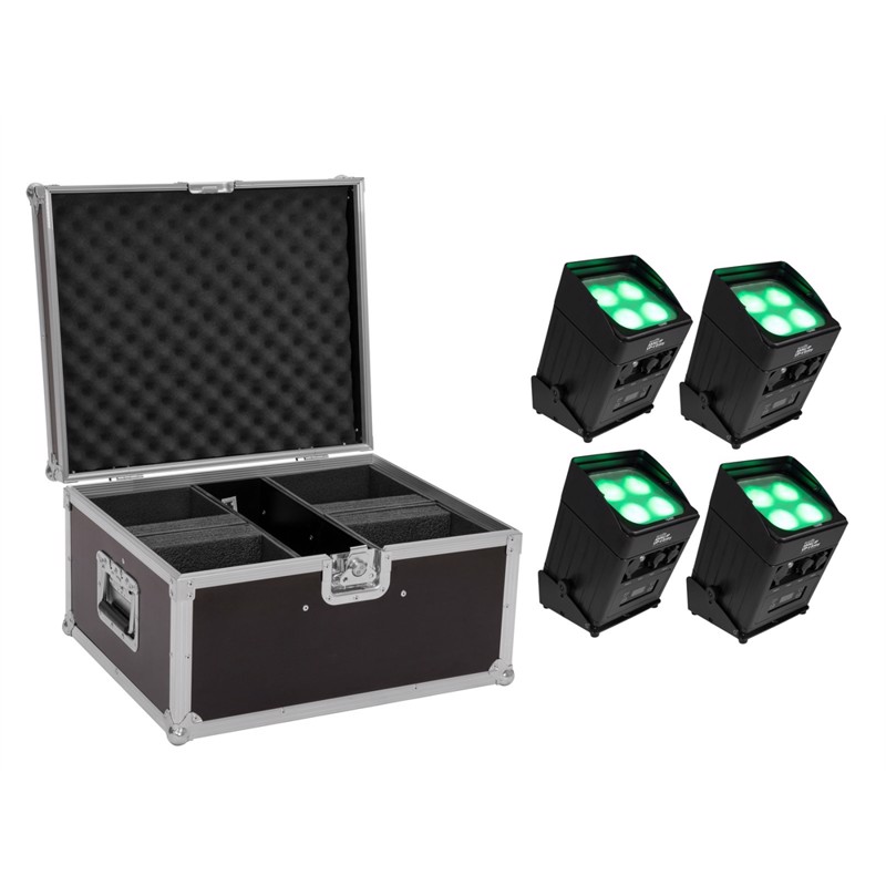 Eurolite sæt: 4 x AKKU UP-4 Entry QCL Spot QuickDMX + Case