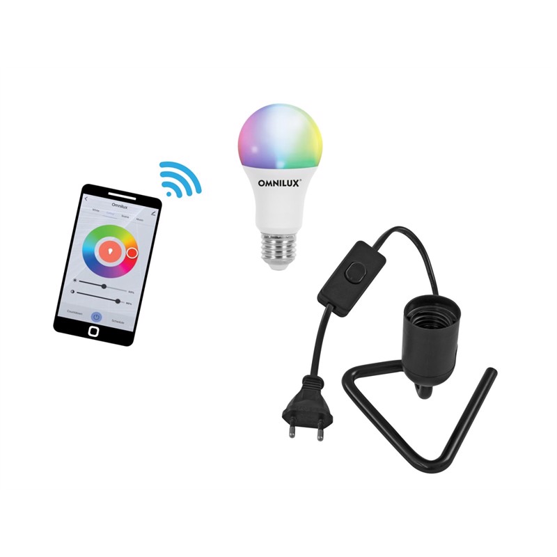 Eurolite sæt: LED E27 RGB/WW/CW WiFi + Triangle base black