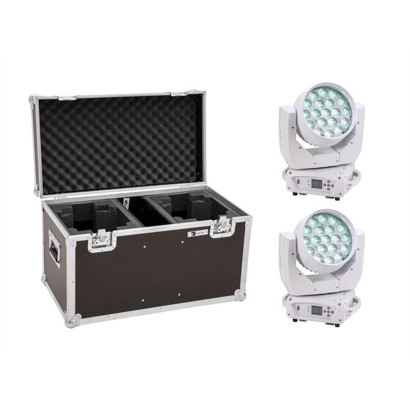 Eurolite sæt: 2 x LED TMH-X4 Moving-Head Wash Zoom wh + Case