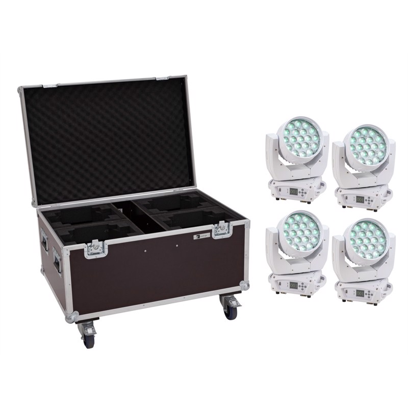 Eurolite sæt: 2 x LED TMH-X4 Moving-Head Wash Zoom ws + Case with wheels