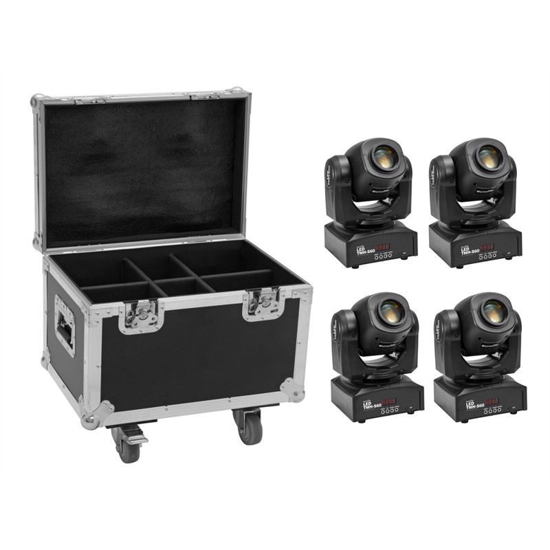 Eurolite sæt: 4 x LED TMH-S60 Moving-Head-Spot + Case