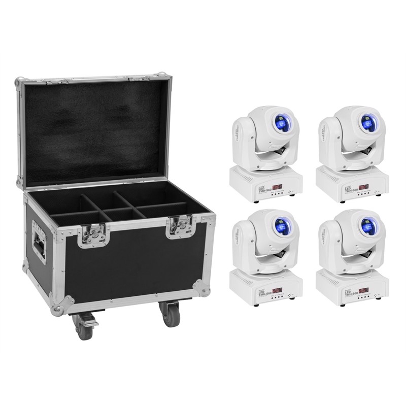 Eurolite sæt: 4 x LED TMH-S60 Moving-Head-Spot wh + Case