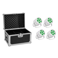 Eurolite sæt 4 x LED Silent PAR 6 QCL Gulv hvid + Kuffert