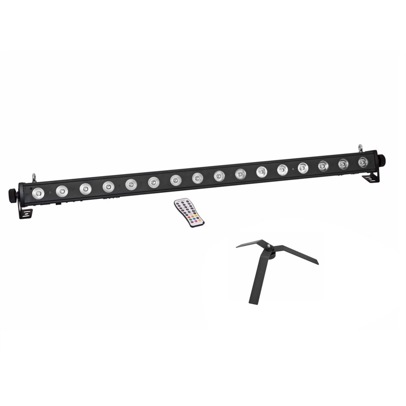 Eurolite sæt: LED PIX-16 QCL Bar, 4 Watt COB 4in1 RGBW + FS-4 Gulvstander, Stål, sort