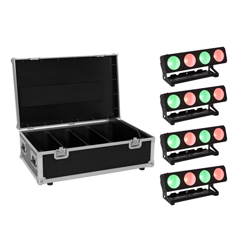 Eurolite sæt: 4 x LED PMB-4 COB QCL 30W Bar + Case
