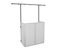 Kompakt mobilt DJ bord. Med hvidt cover og lysstativ