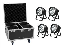 EUROLITE Set 4x LED IP PAR 14x8W QCL + Flightcase