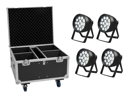 EUROLITE Set 4x LED IP PAR 14x8W QCL + Flightcase