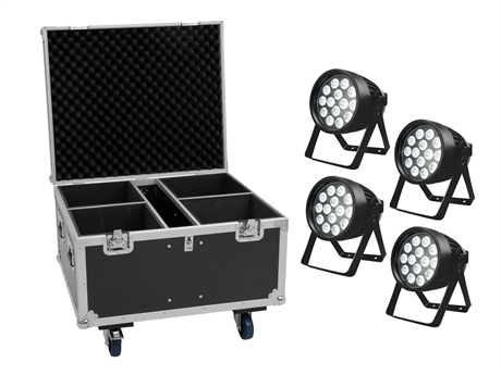 EUROLITE Set 4x LED IP PAR 14x10W HCL + Flightcase