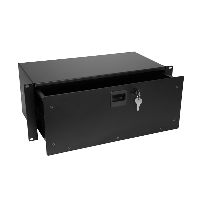 Rackskuffe i stål. 4 unit. Dybde 21,2 cm. Med lås