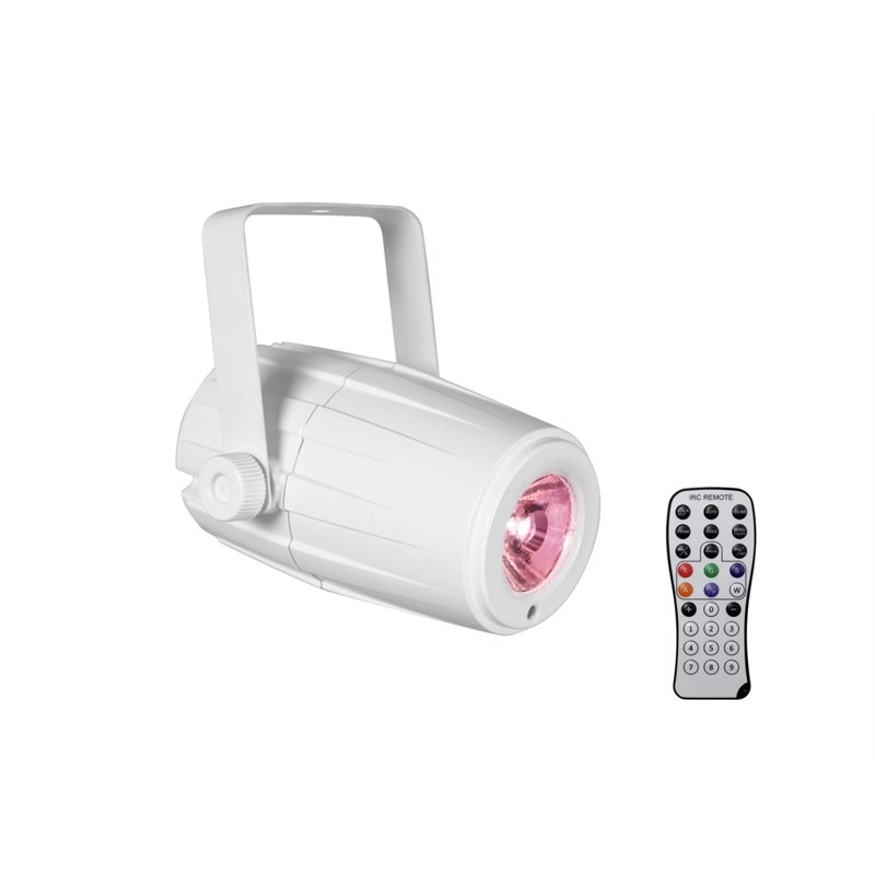 Eurolite RGBW pinspot med remote. 5 Watt. Hvid