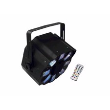 EUROLITE LED FE-700 DMX lyseffekt med beam 6 x 3 W LEDs i farverne RGBAWP, inkl. IR fjernbetjening