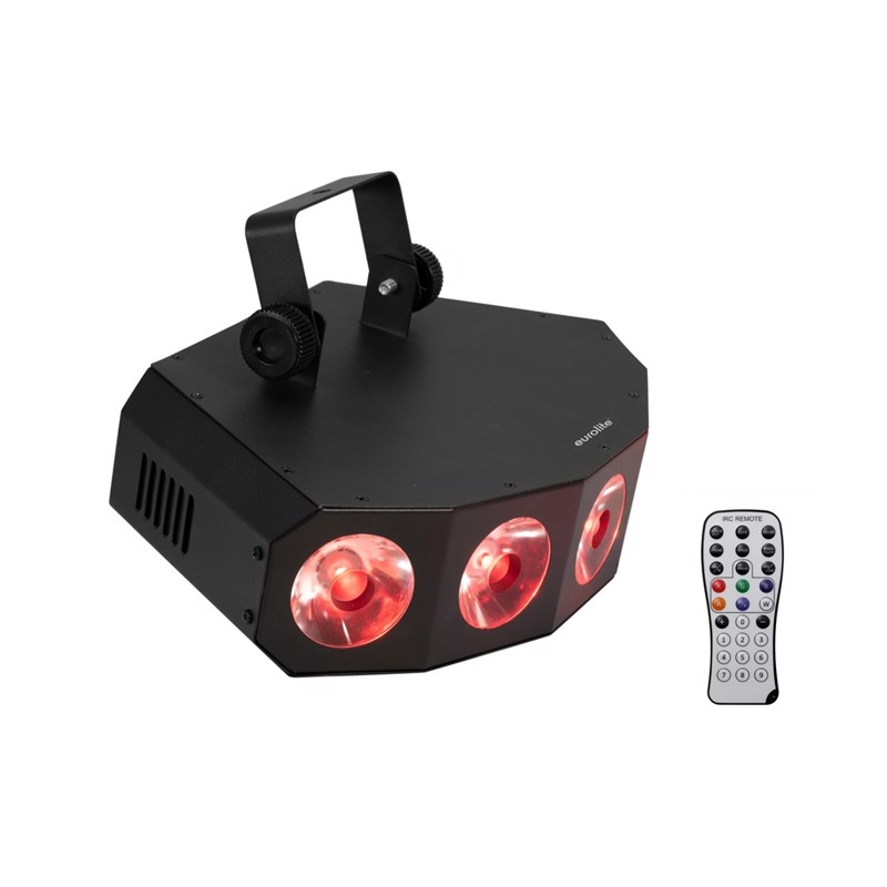 Eurolite LED SCY-500 LED-effektlys med 5 x 15 watt RGBW-LED\'er, dynamiske farveeffekter og stroboskop.
