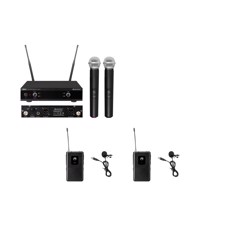 OMNITRONIC Set UHF-E2 Wireless Mic System + 2x BP + 2x Lavalier Microphone 531.9/534.1MHz