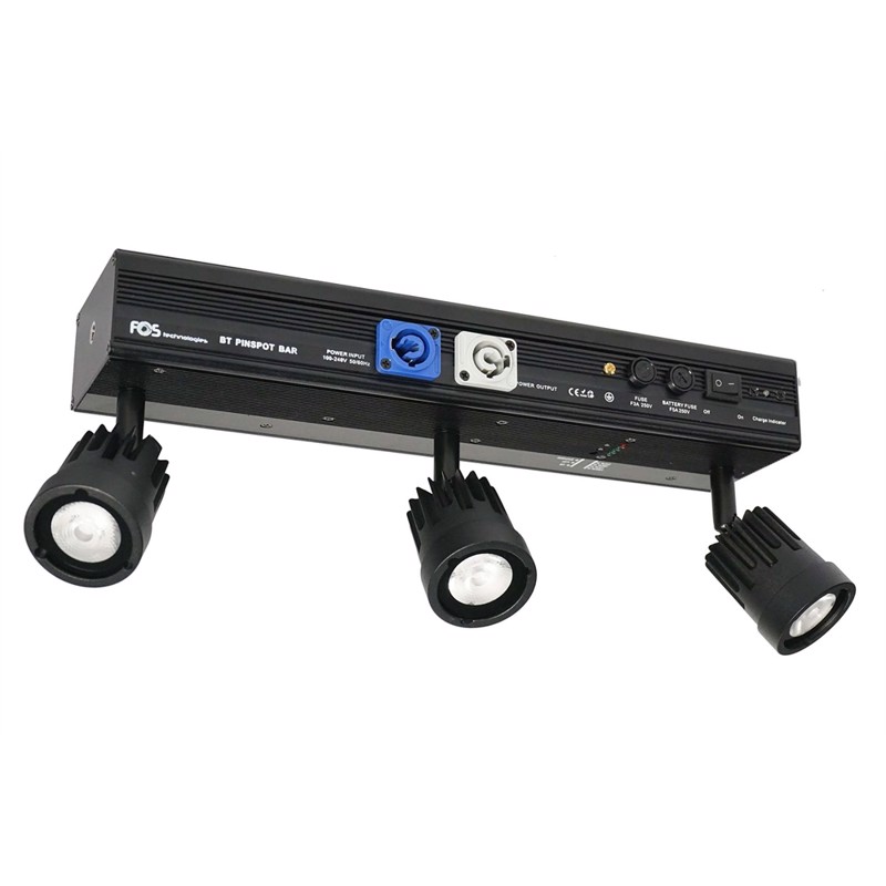 FOS Luminus PinSpot, Accu 3 x 5 watt LED\'er 4000K, Sort