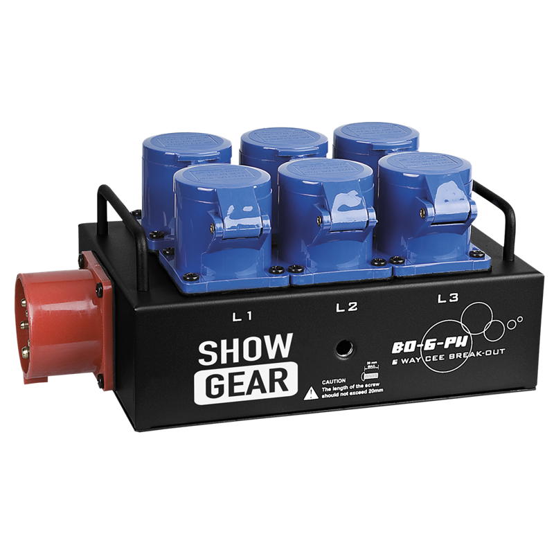 Breakout boks 16 A CEE 5 pol til 6 x CEE 16 A 3pol