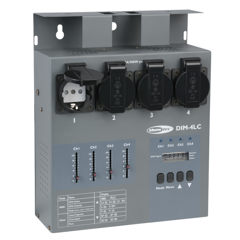 Showtec DIM-4LC 4-kanals dæmperpakke med lokal kontrol - 3 A pr. kanal