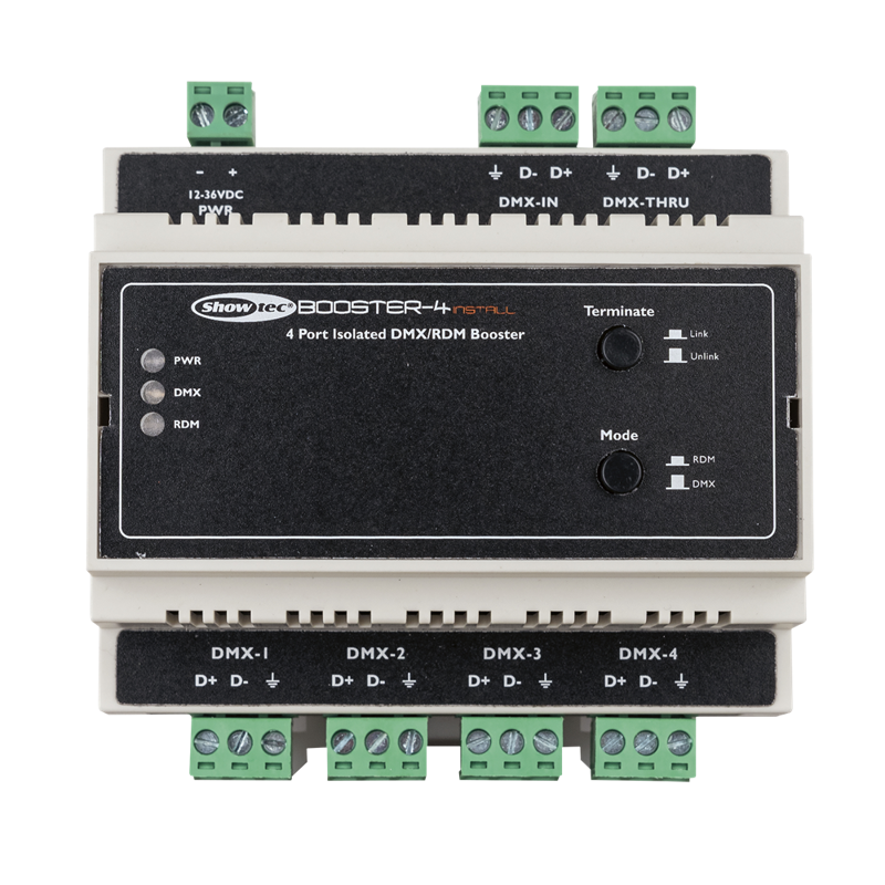 Showtec Booster-4 Installer DIN Skinne