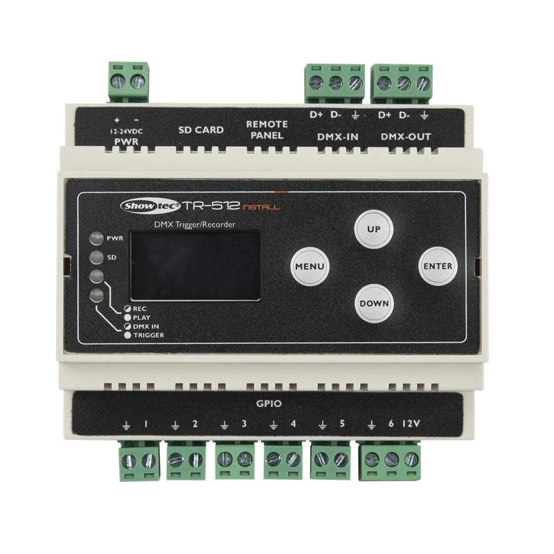 Showtec TR-512 Installér DIN-skinne, optage og afspille flere shows