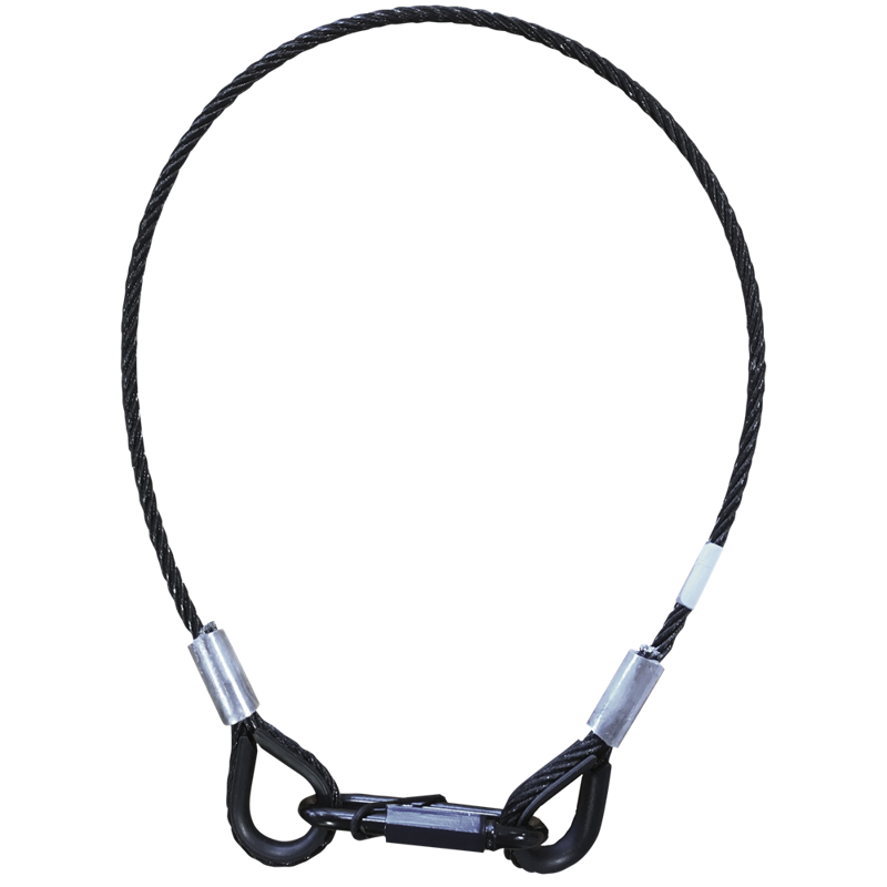 Showgear Sikkerhedswire 3 mm - BGV-C1 WLL: 8 kg - 100 cm - sort