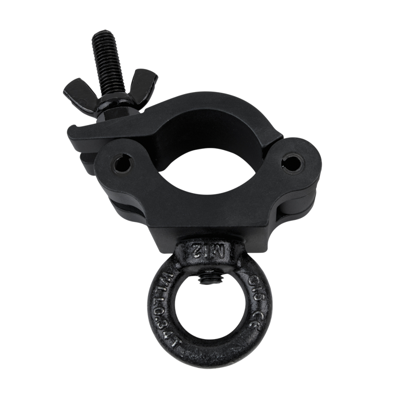 Halfcoupler til 50 mm. rør. Med øje. Max. 340 Kg. Sort