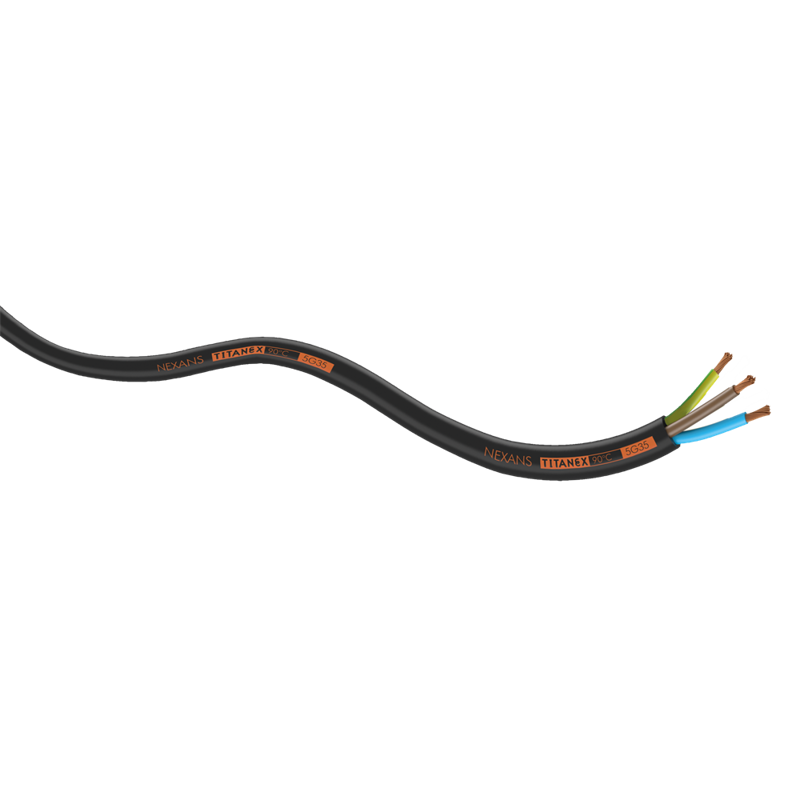 Titanex Neopren Kabel, Sort 100 m på rulle - 3x 2,5 mm²